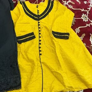 New 2 piece velvet cotton embroidery dress medium size